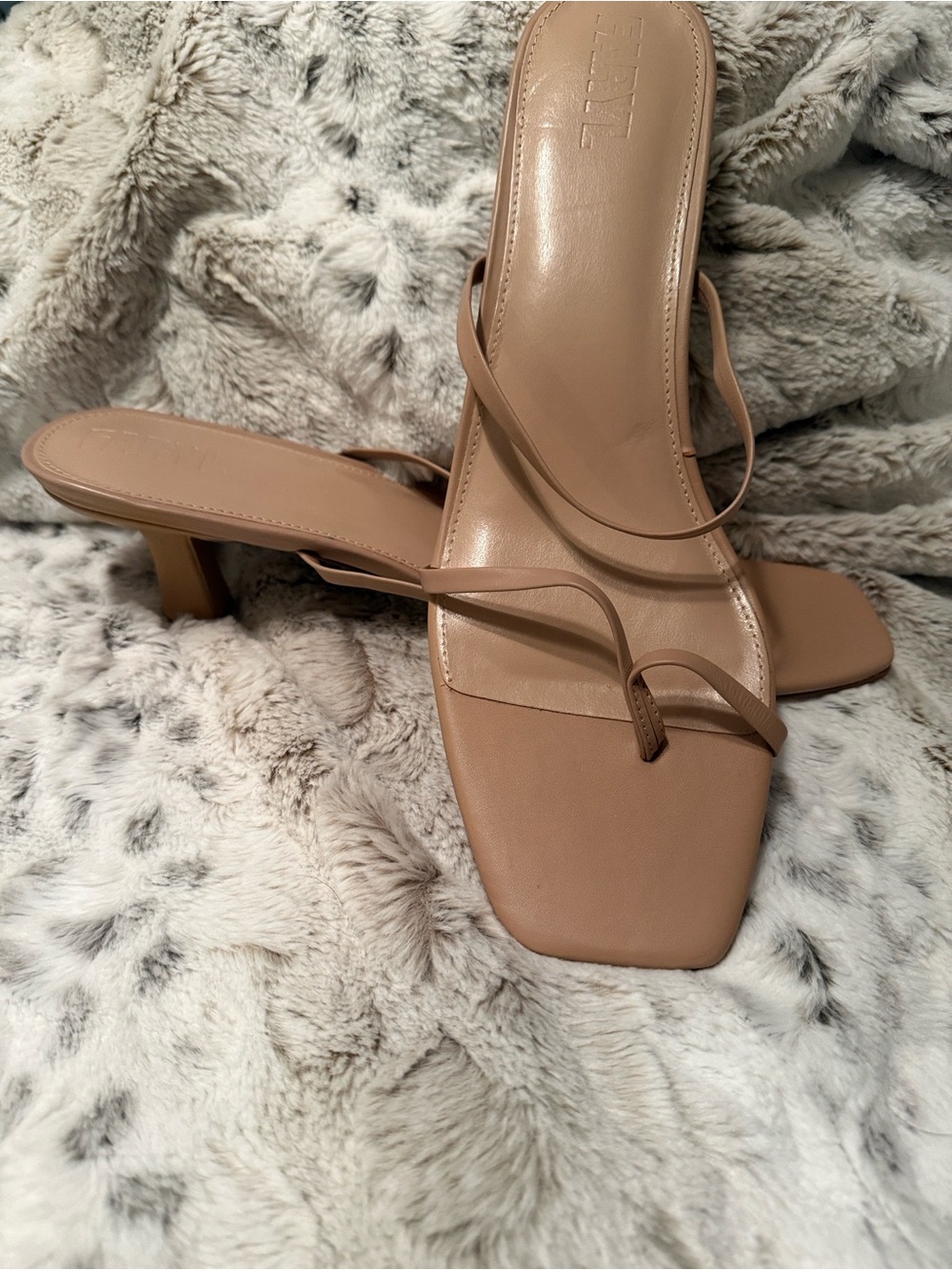 Women’s size 15 Farylrobin Nude Tan Strappy Heeled Sandals Leather Upper